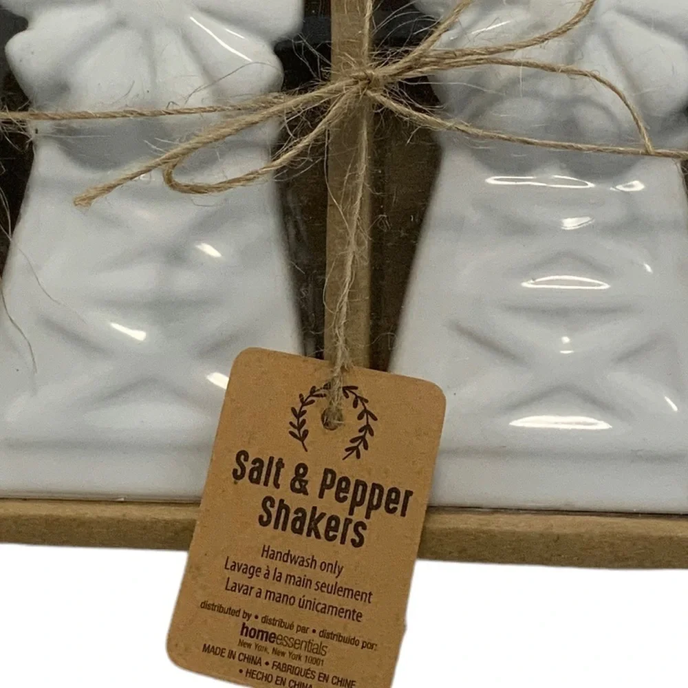 Farmhouse Windmill Salt and Pepper Shaker Set Ceramic Classic White